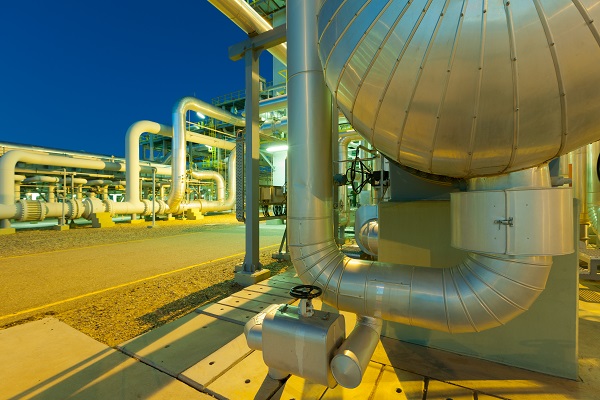 Un impianto per la lavorazione del gas naturale.