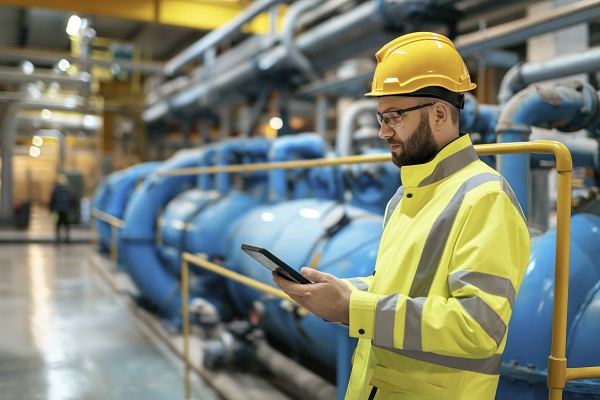 Ingegnere al lavoro in un impianto